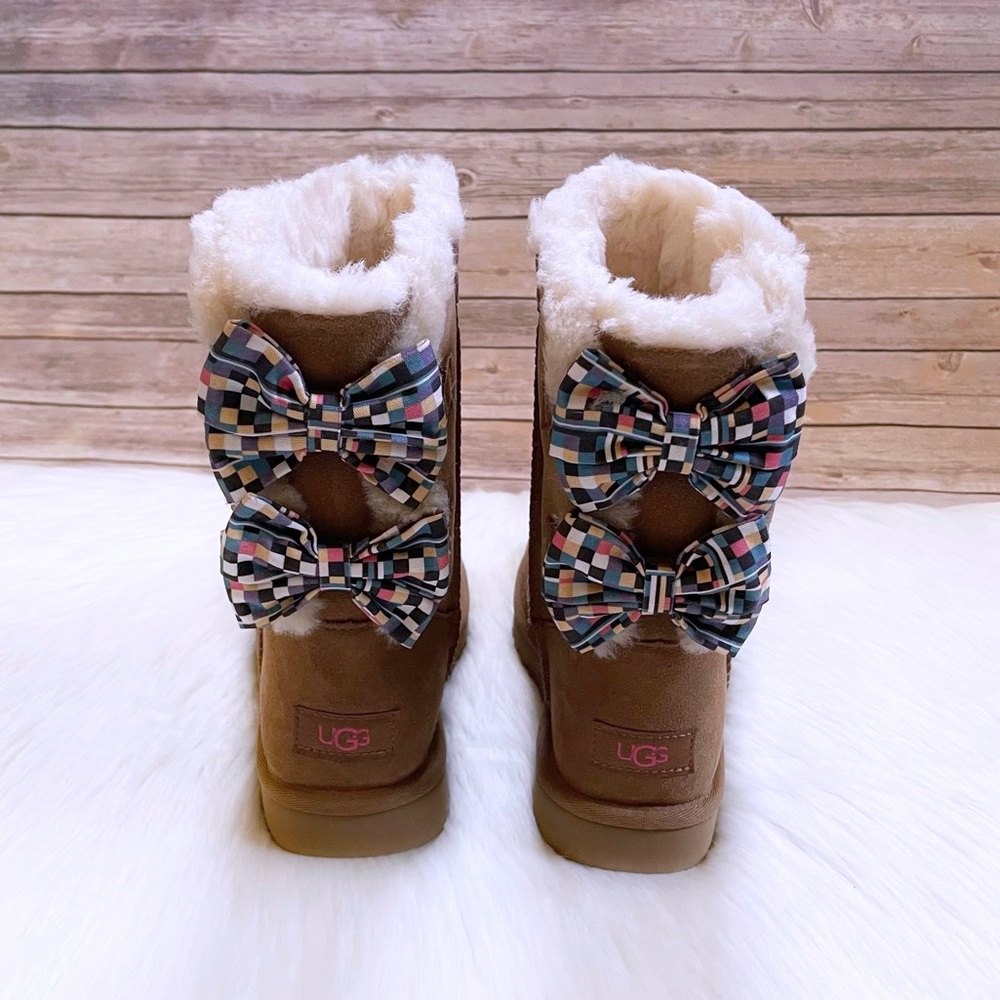UGG Women’s Bailey Bow Checker Chestnut Boots